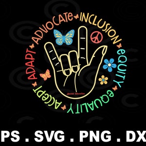 Fürsprecher Inklusion Billigkeit Gleichheit Akzeptieren Adapter Png SVG, Sonderpädagogik, Autismus Mutter SVG, Autismus Bewusstsein Digitaler Download
