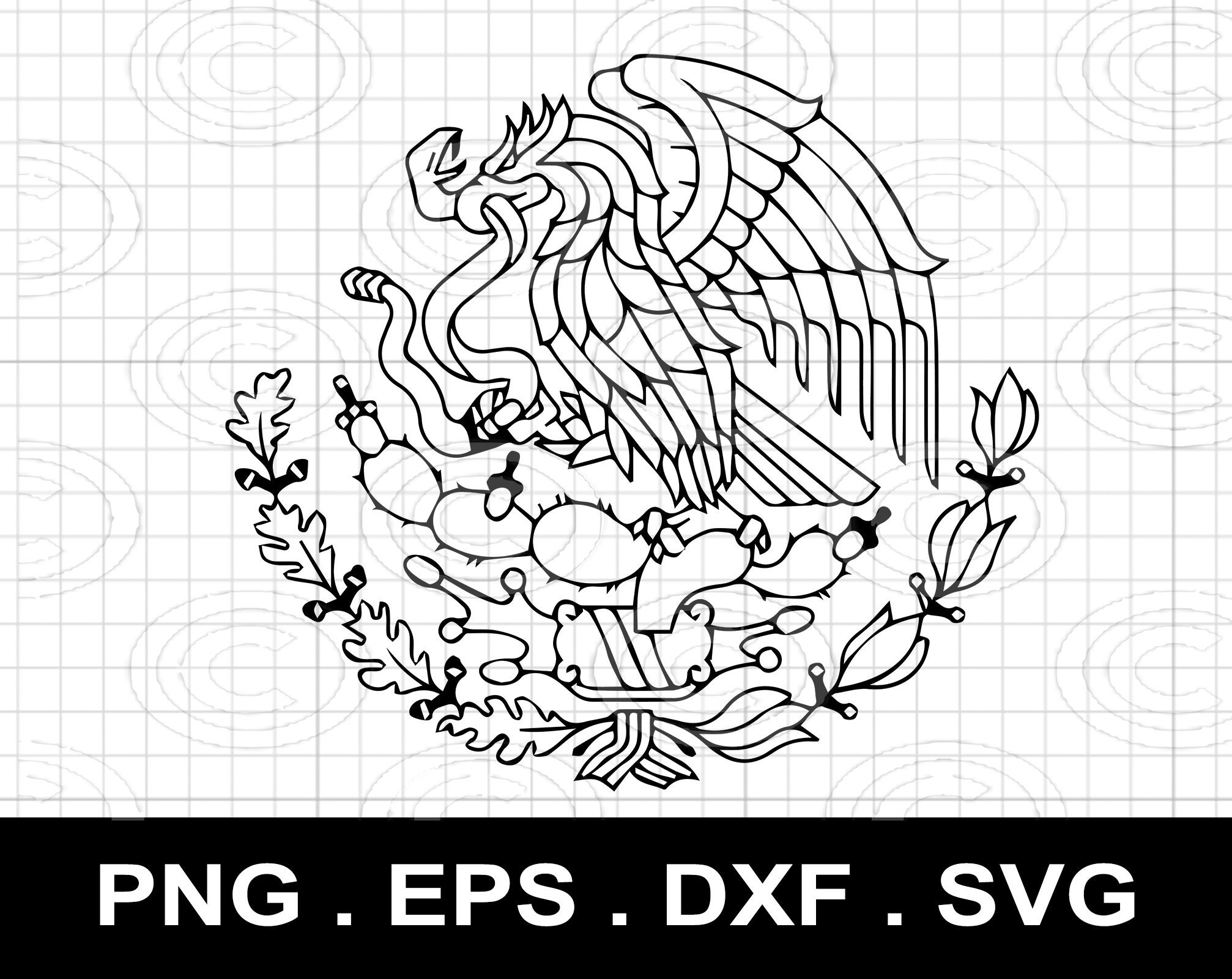 Mexico Flag SVG Vector Clip Art Cut Files for Cricut, Silhouette Eps Dxf  Svg Png Digital, Mexican Waving, Emblem, Seal, Coat of Arms 