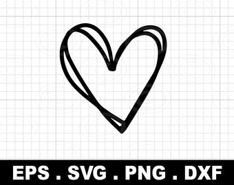 Doodle Heart Outline SVG, Love Clip Art (Digital Download)