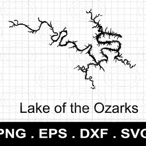 Lac des Ozarks svg png dxf eps, lac des Ozarks carte SVG, lac Laser fichier, Laser carte coupe fichier pour cricut