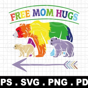 LGBTQ Pride Mama Bear Free Mom Hugs svg png, T-shirt gratuit Mom Hugs, L'amour c'est l'amour, Mama Bear Pride, Égalité des droits