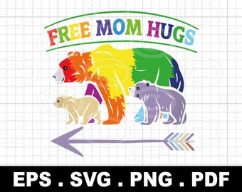 LGBTQ Pride Mama Bear Free Mom Hugs Design (svg, png, eps, pdf)