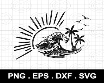 Sunshine Wave SVG, Summer Beach Design (Digital Download)
