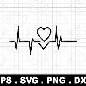 Hartslag SVG, ECG EKG gesneden bestanden, hartslag clipart vector gesneden bestanden Circut, verpleegkundige shirt SVG, medisch personeel cadeau, Instant Download