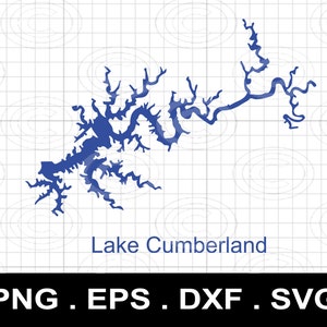 See Cumberland png eps dxf, Kentucky Karte SVG geschnitten Datei, See cumberland Vektor für Cricut sofortigen download