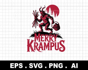 Krampus Christmas Design, Festive Dark Holiday PNG SVG (Digital Download)