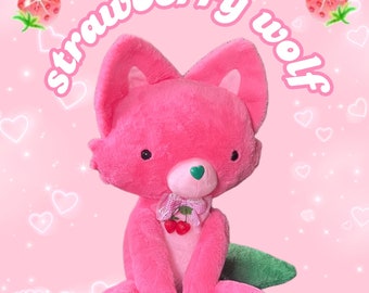 Strawberry wolf plushie! Strawberry scented!