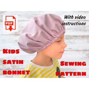 Reversible Kids Satin Bonnet Sewing Pattern With Video Instructions, Hair Sleeping Hat, Sleep Bonnet Cap, Sleep Bonnet For Curly Long Hairs