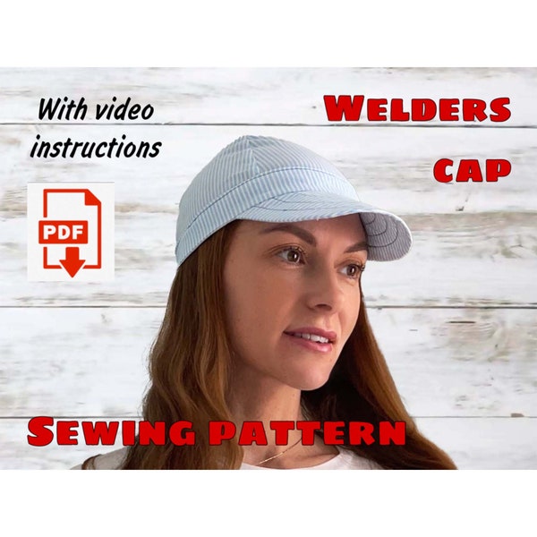 Welder Cap Style 2 Sewing Pattern 5 sizes And Video Instructions, Easy Sew Welding Cap Welders Cap Tutorial Sewing Skull Cap Sewing Pattern