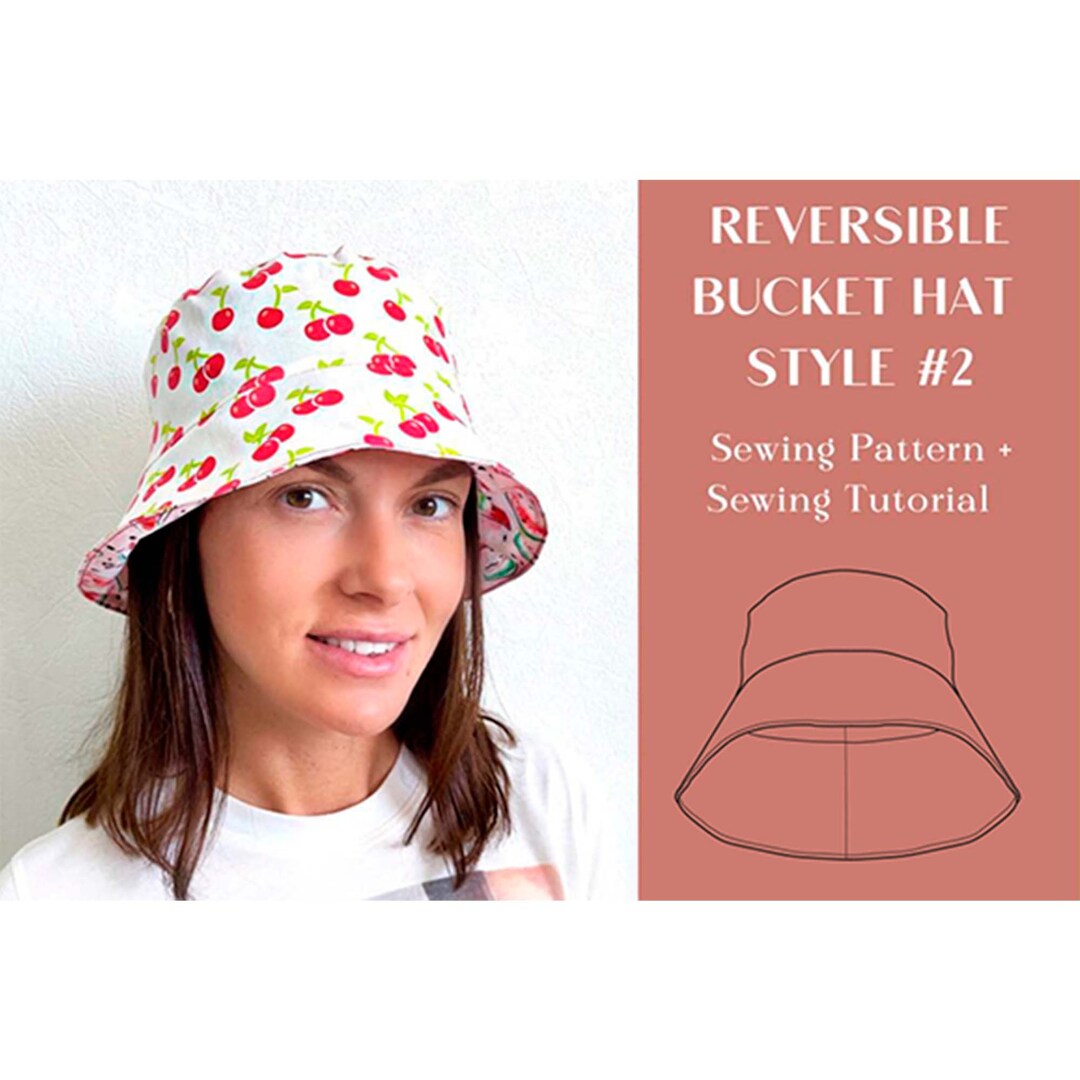 Reversible Bucket Hat Style 2 Sewing Pattern and Instructions, Super