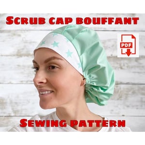 Scrub Hat Style#3 Bouffant Sewing Pattern And Written Instructions, Scrub Cap Pattern Printable, Surgical Hat Pattern, Medical Cap Pattern