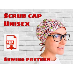 Scrub Cap Style#7 Sewing Pattern, Printable Scrub Hat Sewing Pattern,Surgical Hat Pattern,Medical Cap Pattern,Unisex Cap Pattern,Dentist Cap