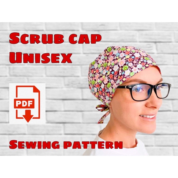 Scrub Cap Style#7 Sewing Pattern, Printable Scrub Hat Sewing Pattern,Surgical Hat Pattern,Medical Cap Pattern,Unisex Cap Pattern,Dentist Cap