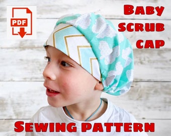 Toddler Scrub Cap Bouffant Sewing Pattern,Printable Scrub Hat Sewing Pattern,Preschool Surgical Hat Pattern,Medical Cap Pattern,Bandana Cap