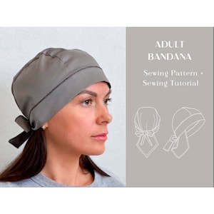 Patrón de costura para pañuelo en la cabeza, sombrero para el sol, bandana, diadema unisex, diadema pirata, cubierta para la cabeza unisex, envoltura para la cabeza para mujeres, envoltura para el cabello para hombres, pañuelo