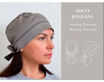 Headscarf Sewing Pattern, Sun Hat, Bandana, Unisex Hairband, Pirate Headband, Unisex Head Cover, Women Headwrap, Men Hairwrap, Kerchief