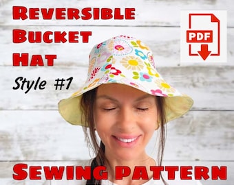 Reversible Bucket Hat Sewing Pattern and Instructions, Super Easy Sun Hat For Beginners, Downloadable PDF Bucket Hat, Double Side Bucket Hat