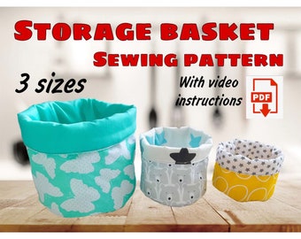 Storage Basket Sewing Pattern and Video Instructions Storage Pod Sewing Pattern Fabric Basket Sewing Pattern Tutorial