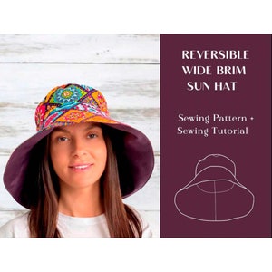 Reversible Wide Brim Sun Hat Sewing Pattern And Instructions, Reversible Bucket Hat, Beach Panama Hat, Floppy Brim Hat, Serpentine Hat