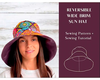 Reversible Wide Brim Sun Hat Sewing Pattern And Instructions, Reversible Bucket Hat, Beach Panama Hat, Floppy Brim Hat, Serpentine Hat