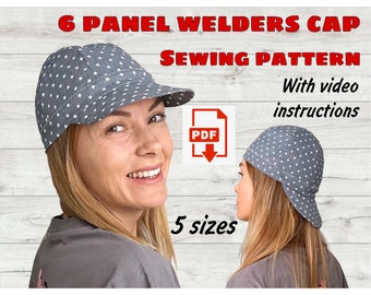 Patrón de costura para gorra de soldador de 6 paneles e instrucciones en video