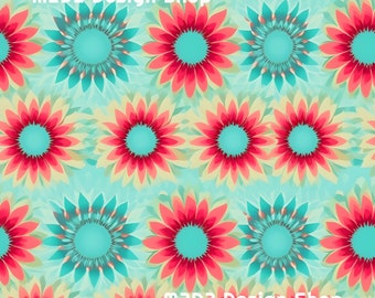 Retro Sunflowers Floral Print Seamless Pattern Repeating File for Fabric Printing Sublimation Commercial Use
