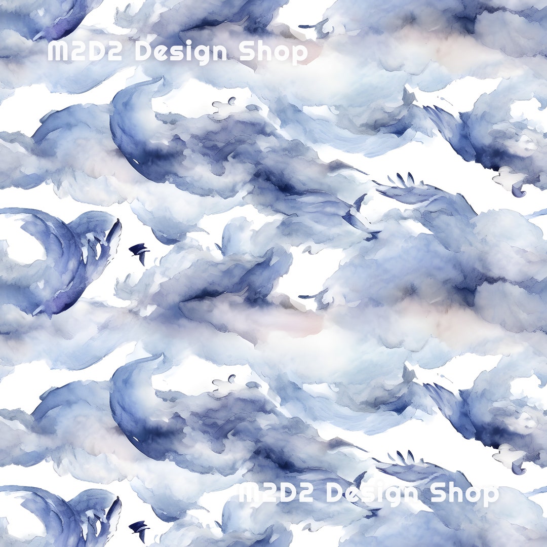 Ocean Printed Watercolor Ocean Waves Print Seamless Pattern Repeating File for Fabric ...