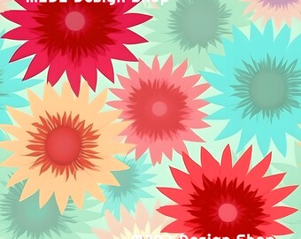Retro Sunflowers Floral Print Seamless Pattern Repeating File for Fabric Printing Sublimation Commercial Use