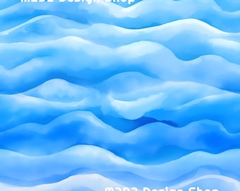 Watercolor Ocean Waves Print Seamless Pattern Repeating File for Fabric Printing Sublimation Commercial Use