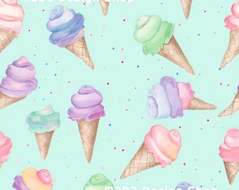 Retro Icecream Cones Print Seamless Pattern Repeating File for Fabric Printing Sublimation Commercial Use