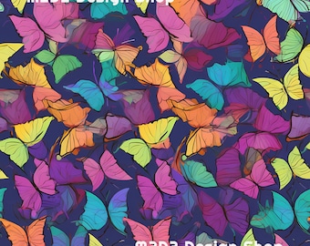 Spring Summer Watercolor Butterflies Print Seamless Pattern Repeating File for Fabric Printing Sublimation Commercial Use