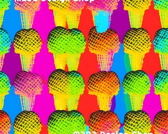Retro Icecream Cones Print Seamless Pattern Repeating File for Fabric Printing Sublimation Commercial Use