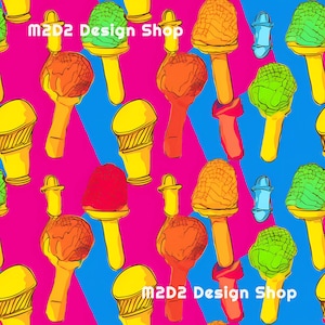 Retro Icecream Cones Print Seamless Pattern Repeating File for Fabric Printing Sublimation Commercial Use