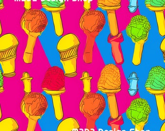 Retro Icecream Cones Print Seamless Pattern Repeating File for Fabric Printing Sublimation Commercial Use