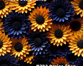 3D Sunflowers Flowers Print Seamless Pattern Repeating File for Fabric Printing Sublimation Commercial Use