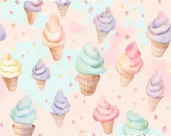 Retro Icecream Cones Print Seamless Pattern Repeating File for Fabric Printing Sublimation Commercial Use