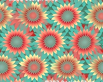 Retro Sunflowers Floral Print Seamless Pattern Repeating File for Fabric Printing Sublimation Commercial Use
