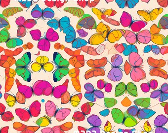Spring Summer Watercolor Butterflies Print Seamless Pattern Repeating File for Fabric Printing Sublimation Commercial Use