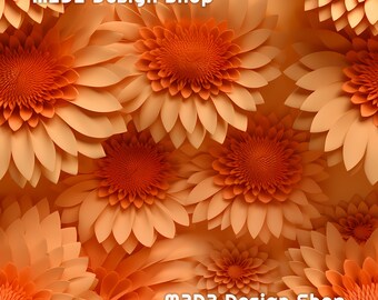 3D Sunflowers Flowers Print Seamless Pattern Repeating File for Fabric Printing Sublimation Commercial Use