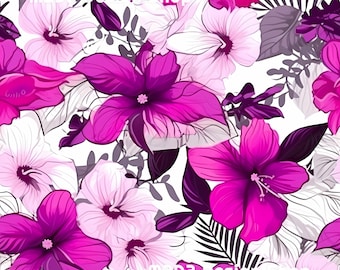 Spring Summer Floral Print Seamless Pattern Repeating File for Fabric Printing Sublimation Commercial Use