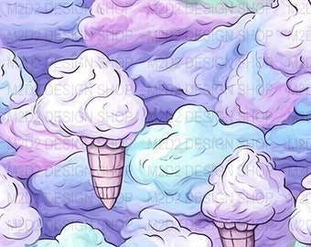 RETRO ICE CREAM, Retro Sweets Seamless Repeat Pattern, Backgrounds, Printable Digital Paper