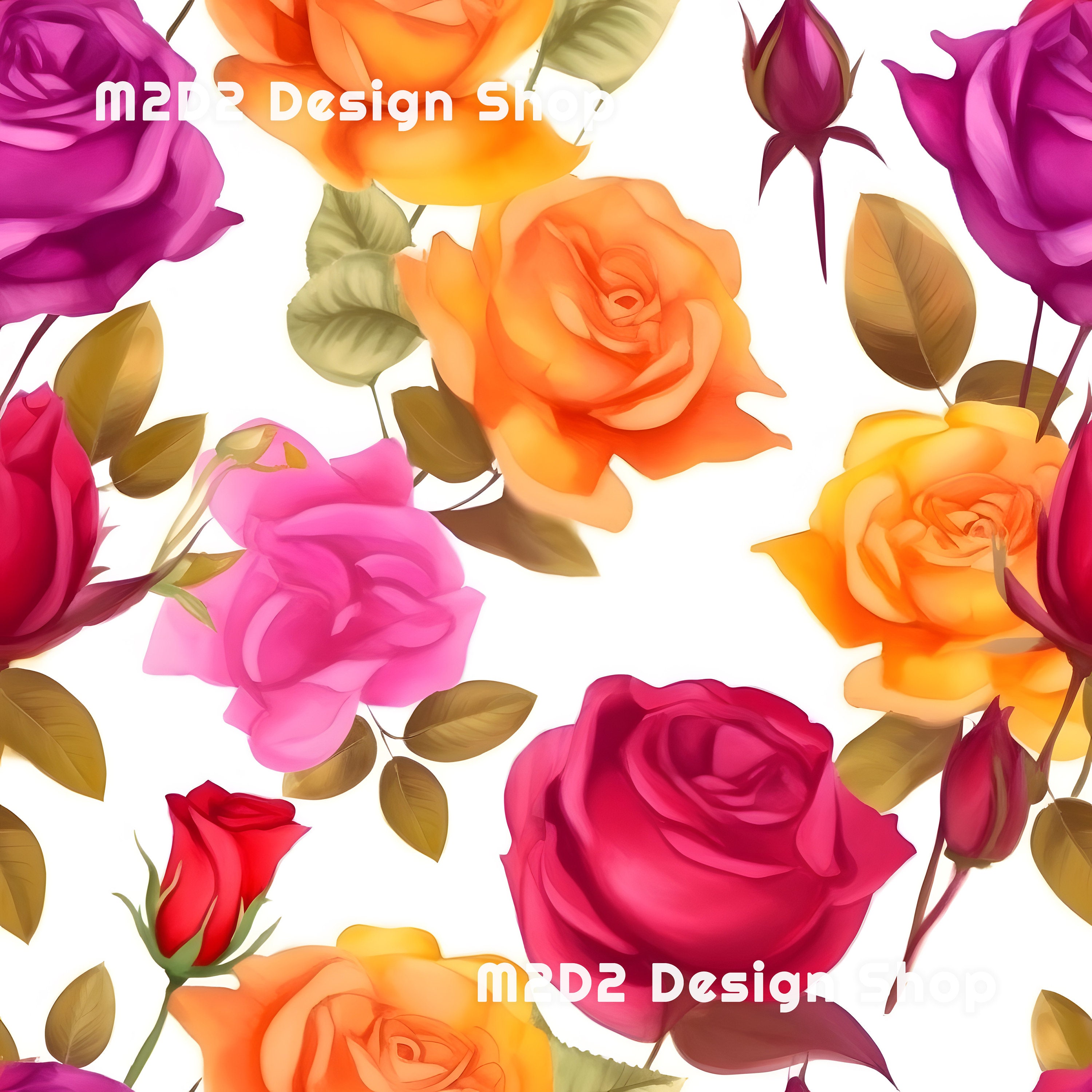 Floral Digital Paper - SEAMLESS - Watercolor Roses Flower Patterns - 12 ...