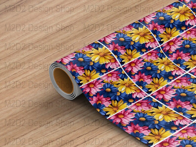 Colorful Floral Digital Wallpaper, Bright Daisy Pattern, Spring Desktop