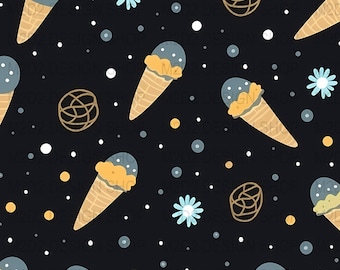 RETRO ICE CREAM, Retro Sweets Seamless Repeat Pattern, Backgrounds, Printable Digital Paper