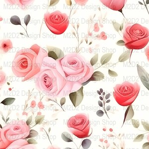 Floral Digital Paper, Seamless Rose Pattern, Printable Background, Scrapbooking Paper, Instant Download, Craft Supplies, Wedding Invite