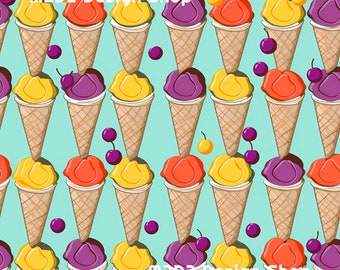 Retro Icecream Cones Print Seamless Pattern Repeating File for Fabric Printing Sublimation Commercial Use