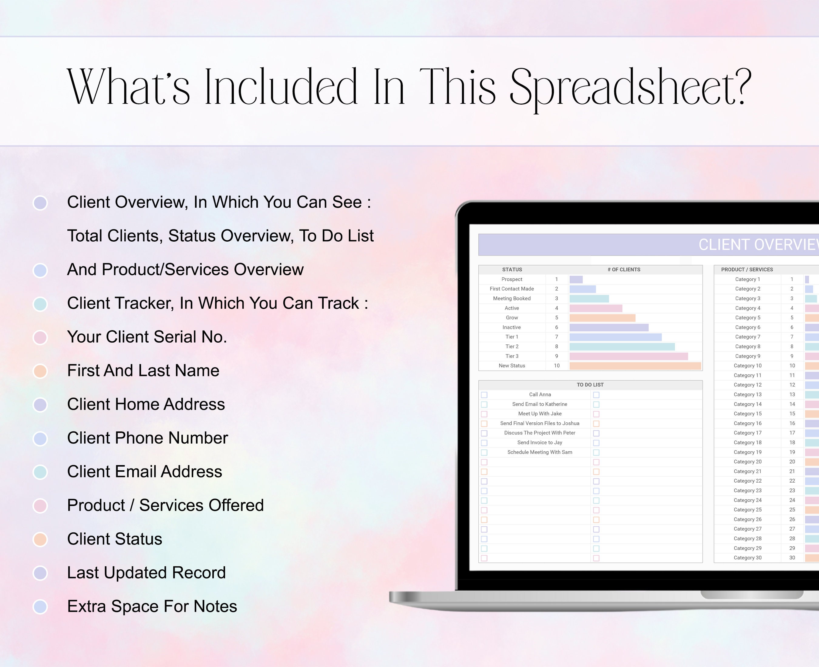 Client Tracker Spreadsheet, Small Business Management Google Sheets