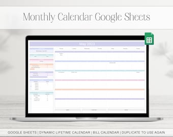 Hoja de cálculo del calendario mensual 2024 2025, Planificador digital dinámico de hojas de Google, Lista de tareas pendientes, Seguimiento de tareas anual automatizado, Calendario de facturas