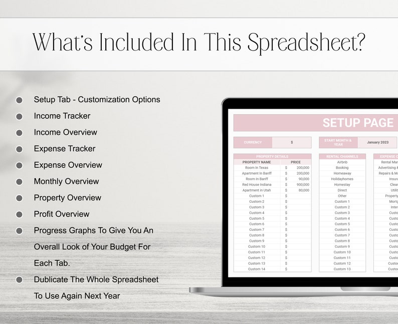 Multi Rental Bookkeeping Real Estate Template, Spreadsheet Google