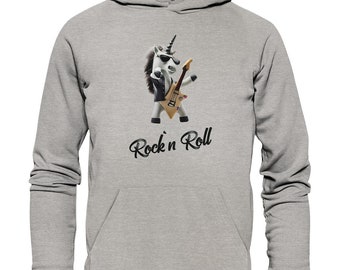 Collection Rockn Roll Unicorn - Style musical pour enfants et adultes - Sweat à capuche biologique